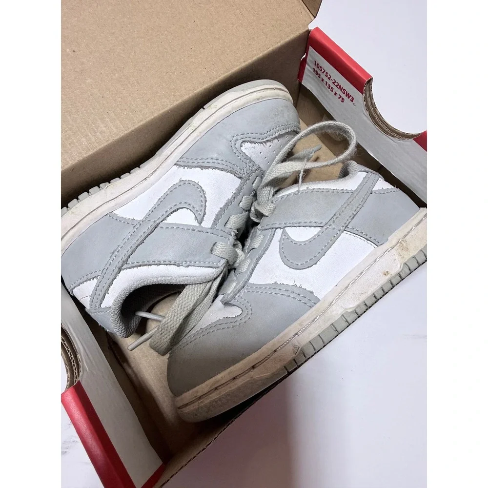 Nike Dunk Low TDE White Light Smoke Grey Toddler Sneakers FB9107-123 Size 8C